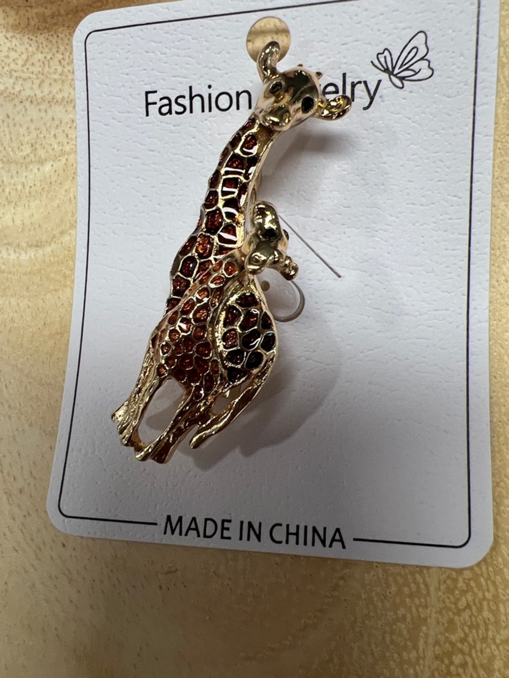 3/$18 Fashion Jewelry Gold and Brown Giraffe Brooch Pin Lot 7040 - Picture 4 of 6